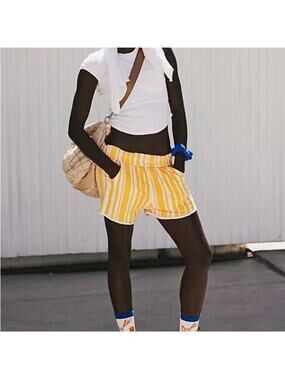 Free People "All Star Stripe" Shorts in Clementine White SZ XS NWOT